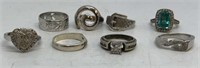 (8) Sterling Silver Rings