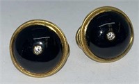 18kt gold, diamond and black onyx earrings