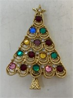 Eisenberg Rhinestone Christmas Tree Pin