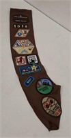 Vintage Girl Scout Sash w/Badges & Pins
