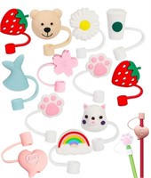 10PACK Adorable Silicone Straw Tips Cover