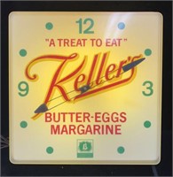 Vintage Keller's Dairy Electric Wall Clock