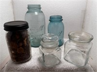 Misc Set of Vintage Canning Jars & Storage Jars