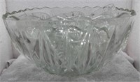 Vintage glass punch bowl with cups and ladle
