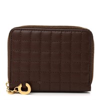 Celine Lambskin Quilted C Charm Zip Around Wallet