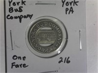 York PA Bus Company Transportation Token