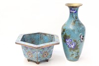 Chinese Cloisonne Planter and Vase