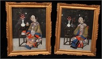 Pair of Chinese Reverse Glass Paintings