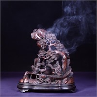 Chinese Bamboo Carved Censer, Wang Xizhi and Swans