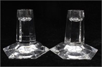Pair of Tiffany &Co Glass Candle Holder