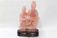 Chinese Pink Quartz Guanyin Figurine