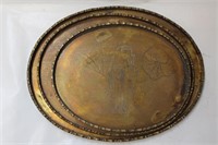 Three Chinese Copper Oval Tray