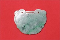 A Chinese Lock-Form Jadeite Pendant