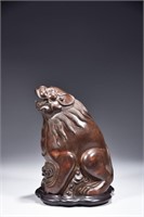 Qing Chinese Bamboo Carved Lion Censer