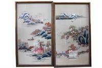 Pair of Chinese Silk Embroidery Panel