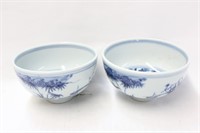 Pair of Chinese Blue and White Porcelain Bowls,Mar