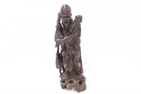 Chinese Longyang Wood Carved Shou Figurine