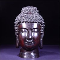 Chinese Zitan Wood Carved Buddha Head