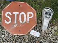Steel Stamped Stop Sign & Parking Meter