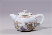 Qing Chinese Famille Rose Teapot w Eighteen Immort