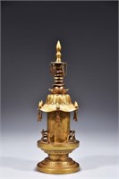 Qing Chinese Gilt Bronze Pagoda