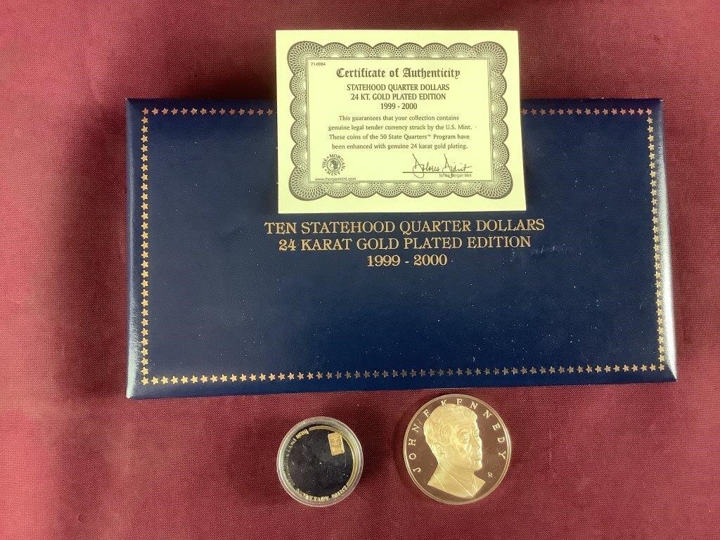 JFK 1000 Grains Silver Medallion, 14 Kt Monetary