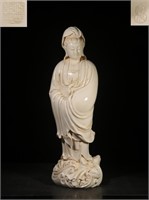Chinese Blanc De Porcelain Guanyin Statue