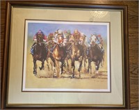 Framed & Matted Artist Signed Horse Racing Art