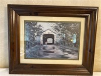 Framed C. Maglinger Covered Bridge Art
