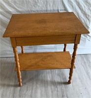 Vintage solid oak side table 29"T 20"W 28"D