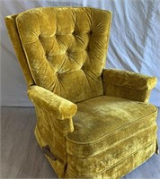 Vintage La-Z-Boy yellow velvet recliner w/ armrest