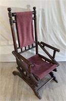 Antique 19th century dark wood rocking chair