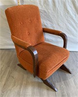 Vintage Childs orange shag rocking chair