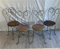 (4) Antique twisted iron ice cream parlor chairs