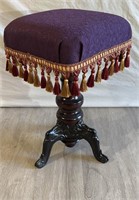 1873 cast iron footed piano stool purple tasseled