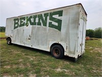 Bekins semi trailer has lumber in  35 ft long
