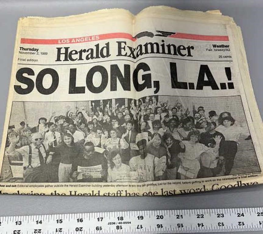 Last issue of the Los Angeles Harold examiner