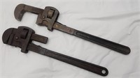 2- Vintage Pexto & P&C 18" Pipe Wrenches