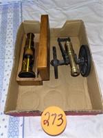 Primitive Microscope & Toy Cannon