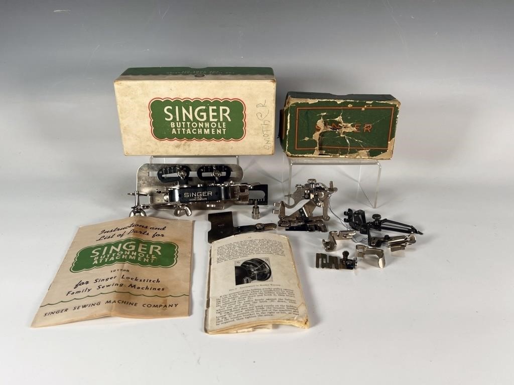 SINGER SEWING MACHINE BUTTONHOLE ATTACHMENT & OTHE