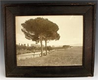 PRINT OF CLAUDIO AQUEDUCT ROMAN RUINS BEHIND TREES