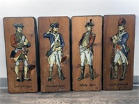 4 VINTAGE 1960S WOODEN PLAQUES OF REVOLUTIONARY WA