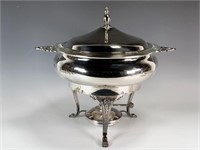 LARGE ROGERS SILVERPLATE CHAFING DISH WITH PYREX I