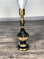 VINTAGE 1950-60 SMOKE GLASS & GOLD TABLE LAMP