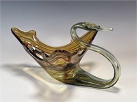 ART GLASS SWAN DISH