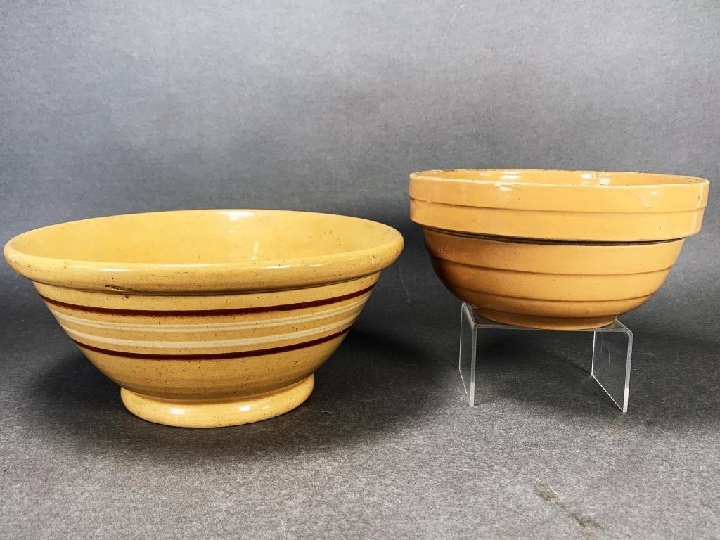 2 AMERICAN POTTERY YELLOW WARE BOWLS