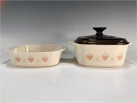 TWO CORNINGWARE FOREVER YOURS HEARTS CASSEROLES