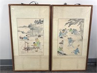 PAIR OF CHINESE OUTDOOR SCENE PRINTS