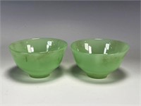 GREEN HARDSTONE CUPS