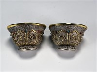 PAIR OF SMALL METAL CEREMONIAL CUPS